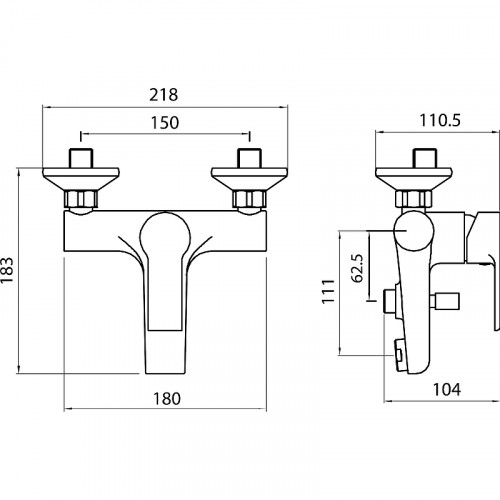 Смеситель для ванны Koller Pool Kvadro Arc KA0100 Хром латунь на стену