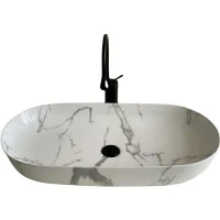 Раковина-чаша CeramaLux 81 350 Белый мрамор фаянс накладная