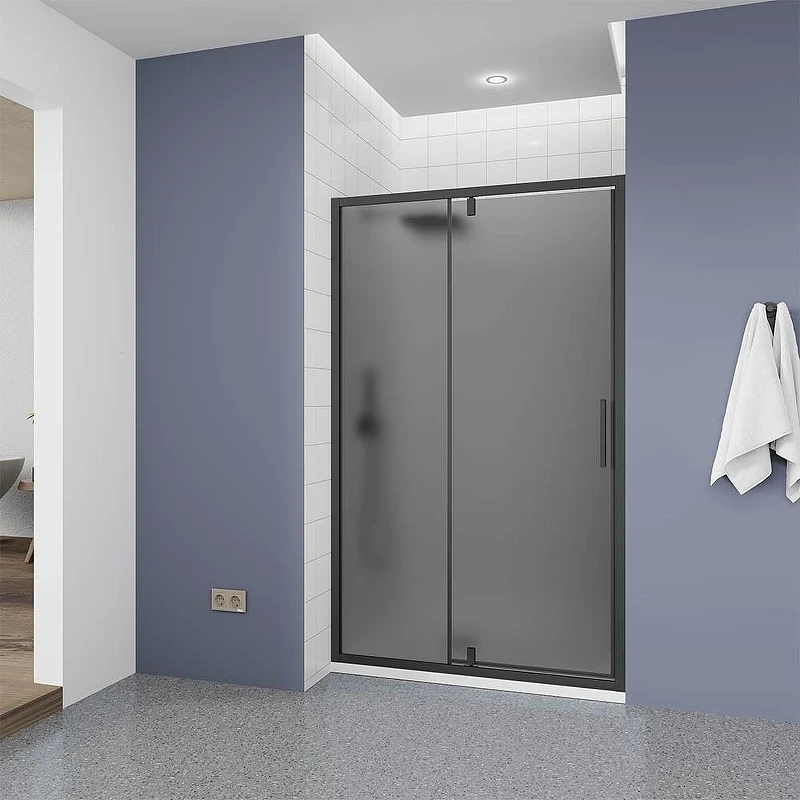 Душевая дверь Veconi Ottimo 110 OP20B-110-12-C9 профиль Черный матовый стекло тонированное