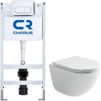 Унитаз с инсталляцией Ceramicanova Vogue CN4008T + Charus City CR.200.21.01 с сиденьем Микролифт и клавишей смыва Хром глянцевый