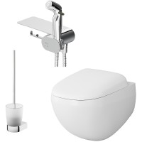 Унитаз AM.PM Sensation FlashClean CK30H0904W подвесной с гигиеническим душем и ершиком с сиденьем Микролифт фарфор подвесной