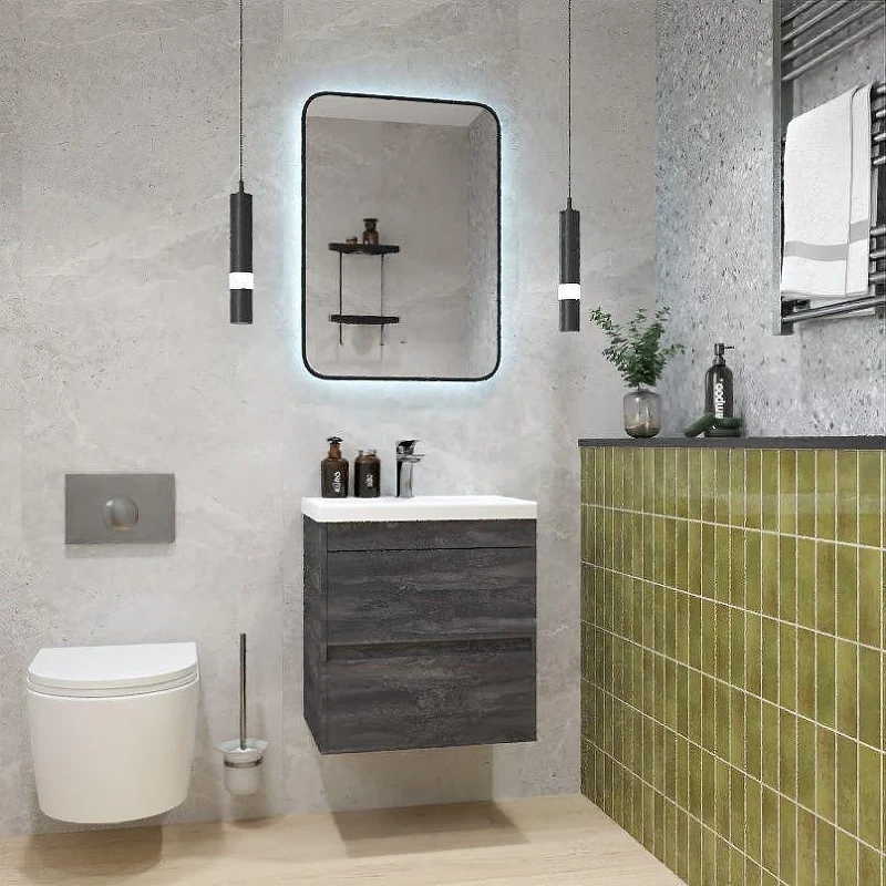 Тумба под раковину Art&Max Family M 50 Family-M-500-2C-SO-IS подвесная цвет Железный камень