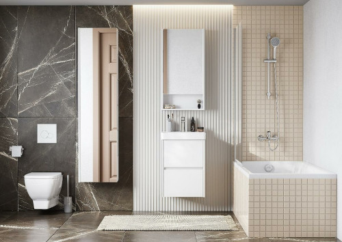 Тумба с раковиной Aquaton Сканди 45 1A2516K0SD010 подвесная Белая МДФ / ЛДСП