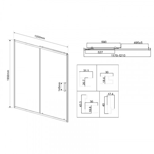 Душевая дверь Vincea City 120 VDS-5CT120CLGM профиль Вороненая сталь стекло прозрачное