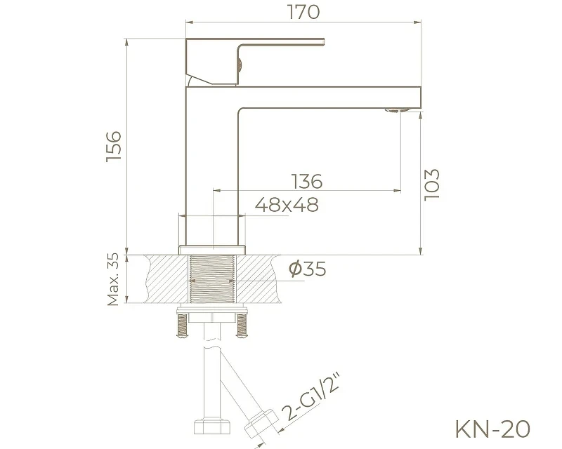 Смеситель для раковины Knotlor Stable KN-20/WY цвет Белый матовый