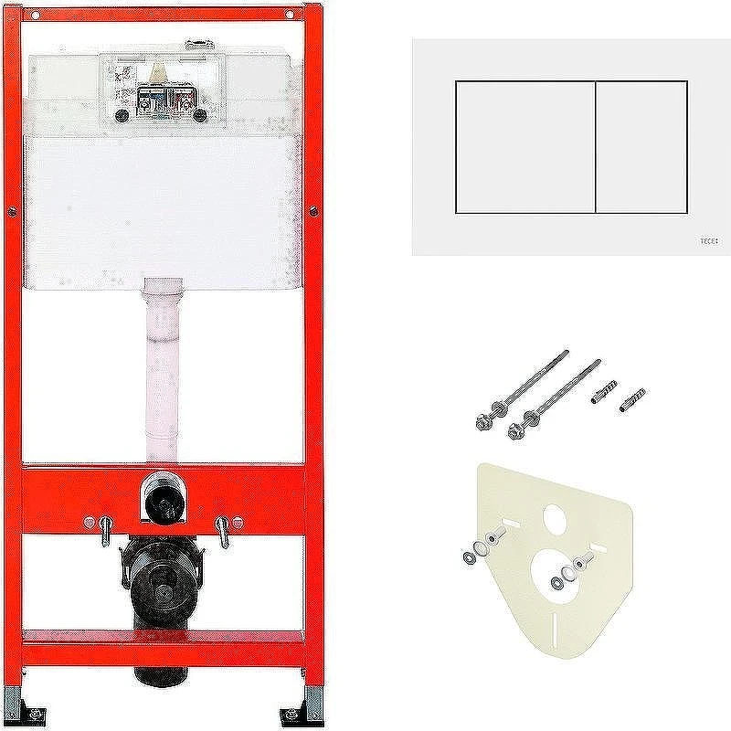 Унитаз с инсталляцией WellWant Aura WWU01121WK + Tece Base 9400413 с сиденьем Микролифт и Белой клавишей смыва