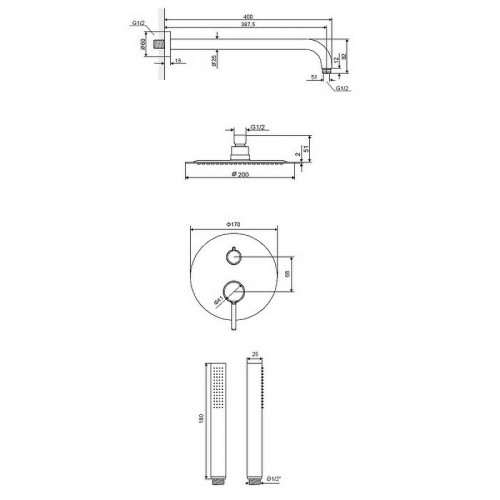 Душевая система Excellent Pi Arex AREX.SET.1245WH Белая латунь встраиваемый