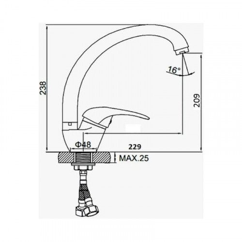 Смеситель для кухни D-Lin D150409-W цвет Бежевый матовый