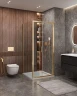 Душевой уголок Cezares Molveno 90x90 MOLVENO-AF-31-90-C-BORO-IV профиль Брашированное золото стекло прозрачное
