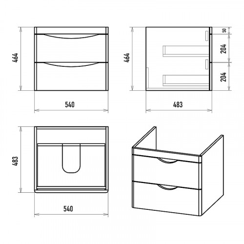 Тумба с раковиной Misty Мираж 60 УТ000025392 подвесная Белая