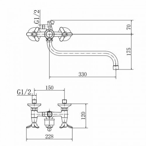 Смеситель для ванны Fashun A2212 универсальный цвет Хром