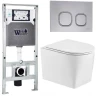 Комплект унитаза с инсталляцией WeltWasser AMBERG 506 ST + NESENBACH 004 GL-WT + AMBERG RD-CR 10000008937 цвет Белый глянцевый с сиденьем Микролифт и клавишей смыва цвет Хром