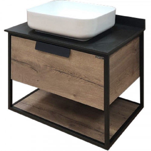 Тумба с раковиной Comforty Кельн 75 00004149065 подвесная Дуб темный МДФ / ЛДСП