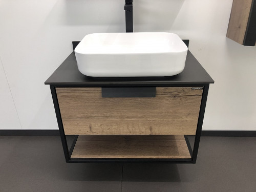 Тумба с раковиной Comforty Кельн 75 00004149065 подвесная Дуб темный МДФ / ЛДСП