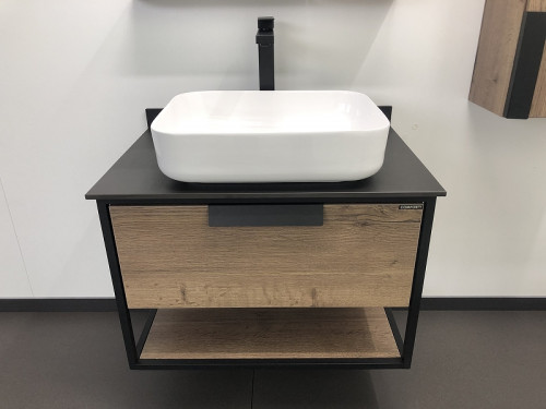 Тумба с раковиной Comforty Кельн 75 00004149065 подвесная Дуб темный МДФ / ЛДСП