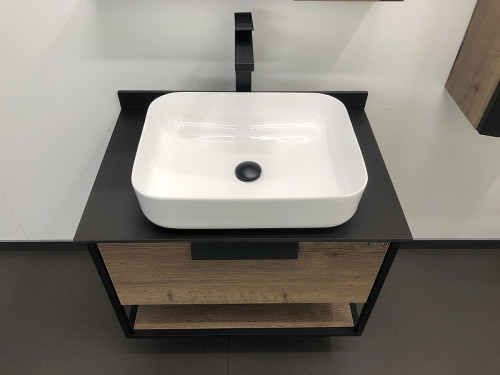 Тумба с раковиной Comforty Кельн 75 00004149065 подвесная Дуб темный МДФ / ЛДСП