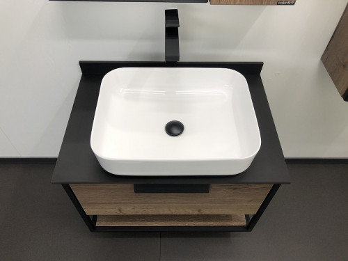 Тумба с раковиной Comforty Кельн 75 00004149065 подвесная Дуб темный МДФ / ЛДСП