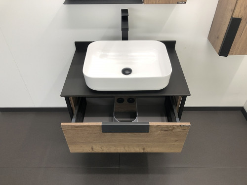 Тумба с раковиной Comforty Кельн 75 00004149065 подвесная Дуб темный МДФ / ЛДСП