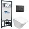 Комплект унитаза с инсталляцией WeltWasser MARBERG 507 + ROTBACH 004 GL-WT + MAR 507 SE MT-BL 10000010981 цвет Белый глянцевый с сиденьем Микролифт и клавишей смыва цвет Черный матовый