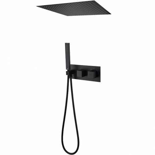 Душевая система Abber Daheim AF8255B с термостатом Черная матовая латунь встраиваемый