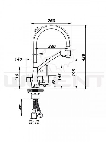 Смеситель для кухни Wisent W4855-21-3 цвет Песочный