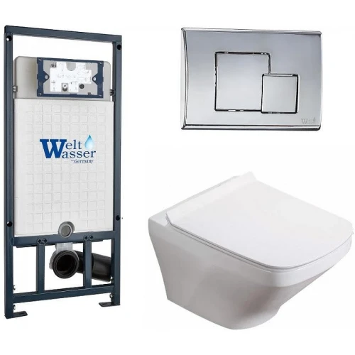 Комплект унитаза с инсталляцией WeltWasser MARBERG 507 + HOFBACH 041 GL-WT + MAR 507 SE 10000011685 цвет Белый глянцевый с сиденьем Микролифт и клавишей смыва цвет Хром