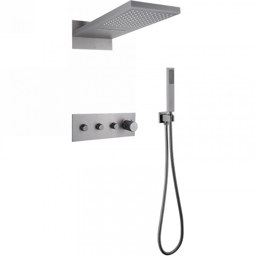 Душевая система Abber Rund AF8752NG с термостатом Никель латунь встраиваемый