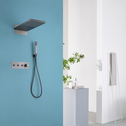 Душевая система Abber Rund AF8752NG с термостатом Никель латунь встраиваемый