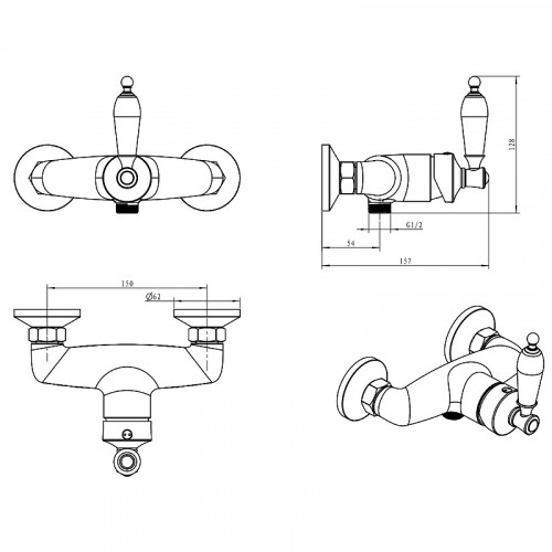 Смеситель для душа Boheme Vogue 224-BLC Хром латунь на стену