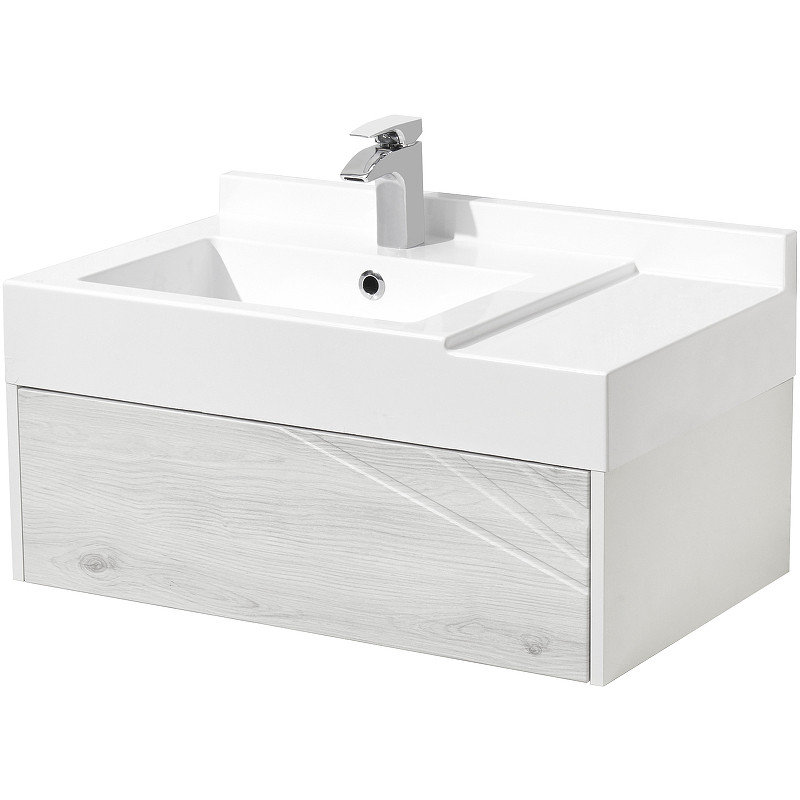 Тумба под раковину Aquaton Сакура 80 1A236401SKW80 подвесная Ольха наварра Белый глянец МДФ / ЛДСП