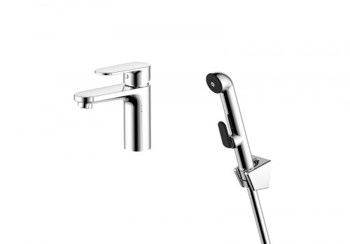 Смеситель для раковины Aquatek Ника AQ1812CR с гигиеническим душем цвет Хром