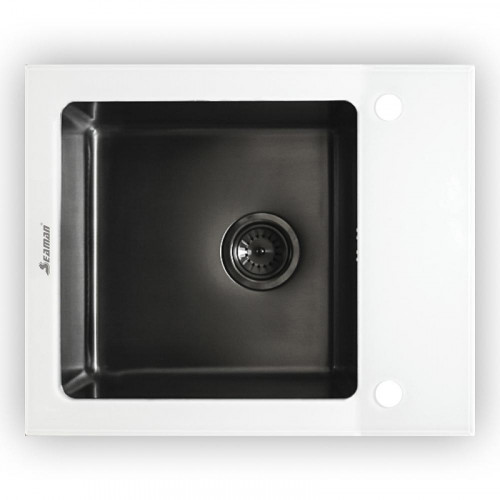 Кухонная мойка Seaman Eco Glass 61 SMG-610W-Gun.B цвет Оружейная сталь Белый