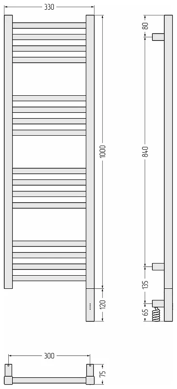 Электрический полотенцесушитель Сунержа Модус 3.1 100x30 31-5901-1030 цвет Матовый чёрный
