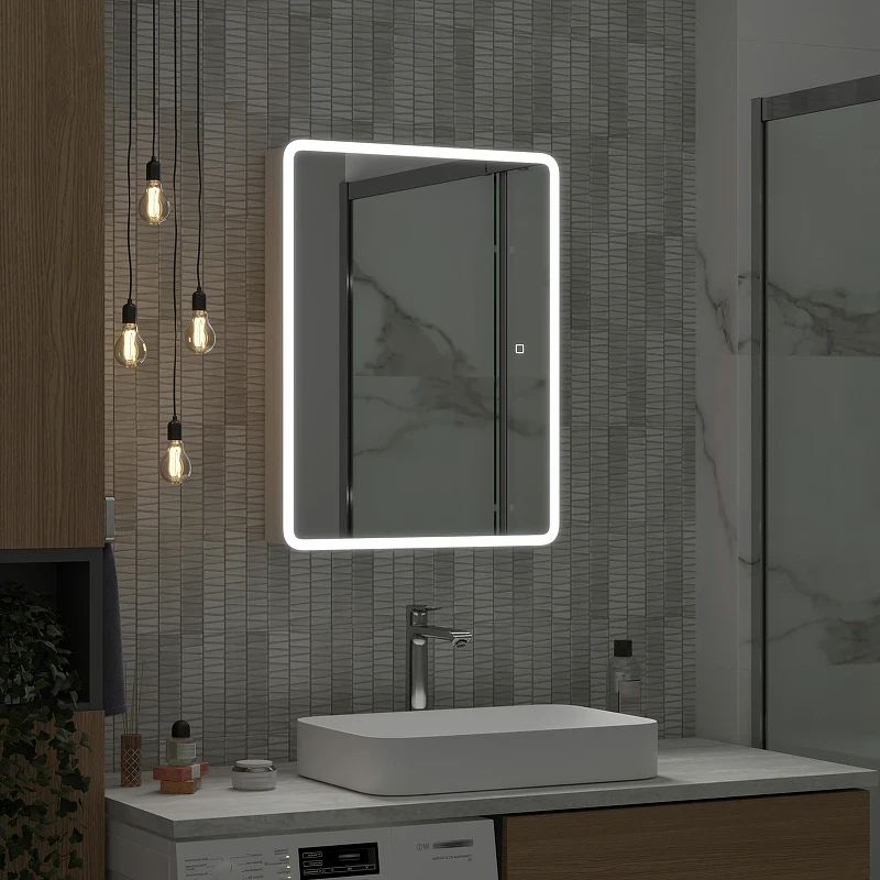 Зеркальный шкаф Reflection Chill 600х800 RF2316CH с подсветкой Белый матовый МДФ / ЛДСП, стекло
