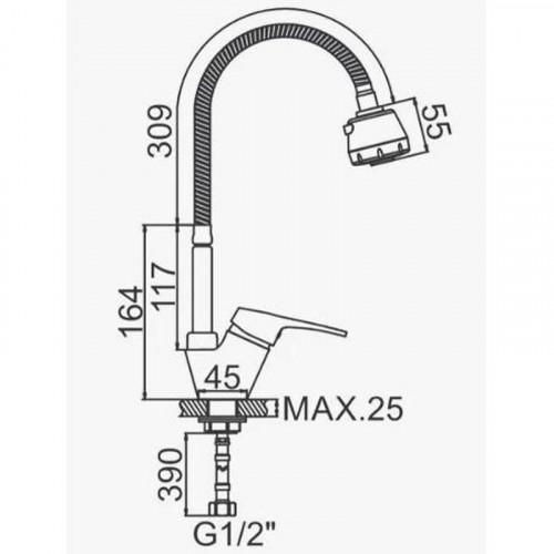 Смеситель для кухни D-Lin D150422-T цвет  Хром