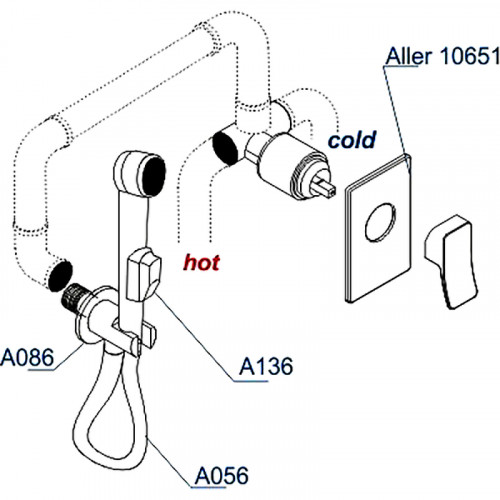 Гигиенический душ со смесителем WasserKRAFT Aller A106156 Хром латунь на стену