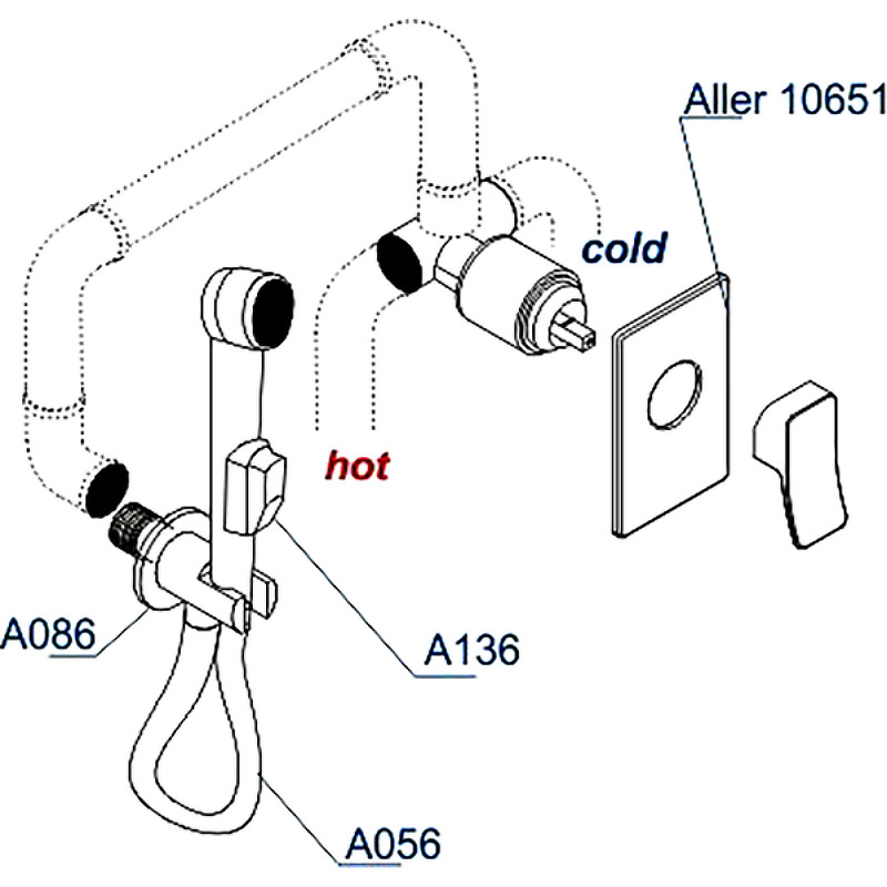 Гигиенический душ со смесителем WasserKRAFT Aller A106156 Хром латунь на стену