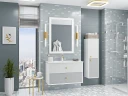 Тумба с раковиной Brevita 50 Shades of Grey Анастейша 100 УТ000014281 подвесная Белая матовая Серая матовая МДФ / ЛДСП