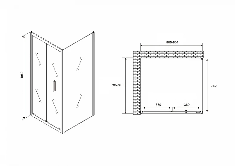 Душевой уголок Abber Sonnenstrand 90x80 AG07090-S80 профиль Хром стекло прозрачное