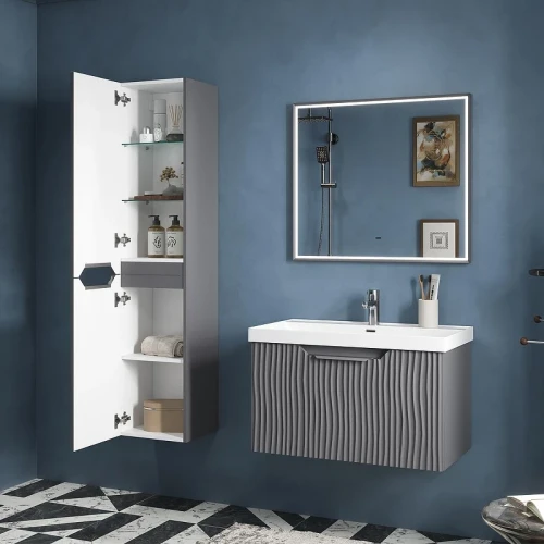 Шкаф пенал Equil Mirage 36 ppMIRAGE36.L-07 подвесной цвет Графит софт