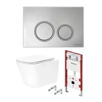 Унитаз с инсталляцией Tece TECEspring base K401101WCS цвет Белый с сиденьем Микролифт и клавишей смыва цвет Хром глянцевый