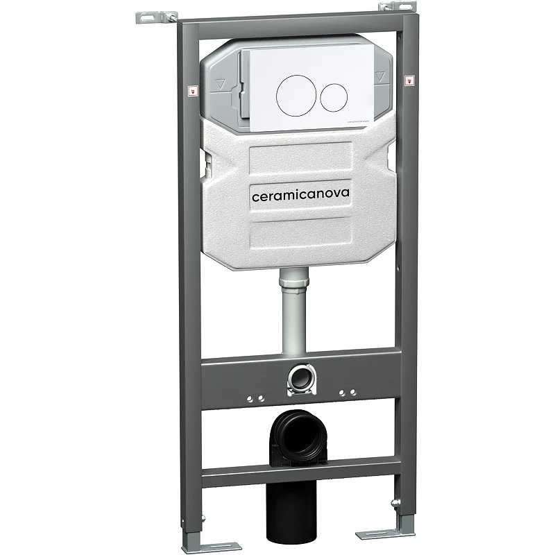 Комплект унитаза с инсталляцией Ceramicanova Metropol CN4002_1001W_1000 с сиденьем Микролифт и Белой клавишей смыва фарфор подвесной