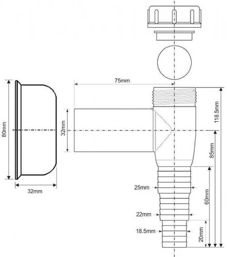 Сифон для стиральной машины McAlpine WMV-32WH цвет Белый