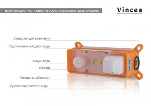 Смеситель для раковины Vincea Desire VBFW-1D1GM Вороненая сталь латунь встраиваемый
