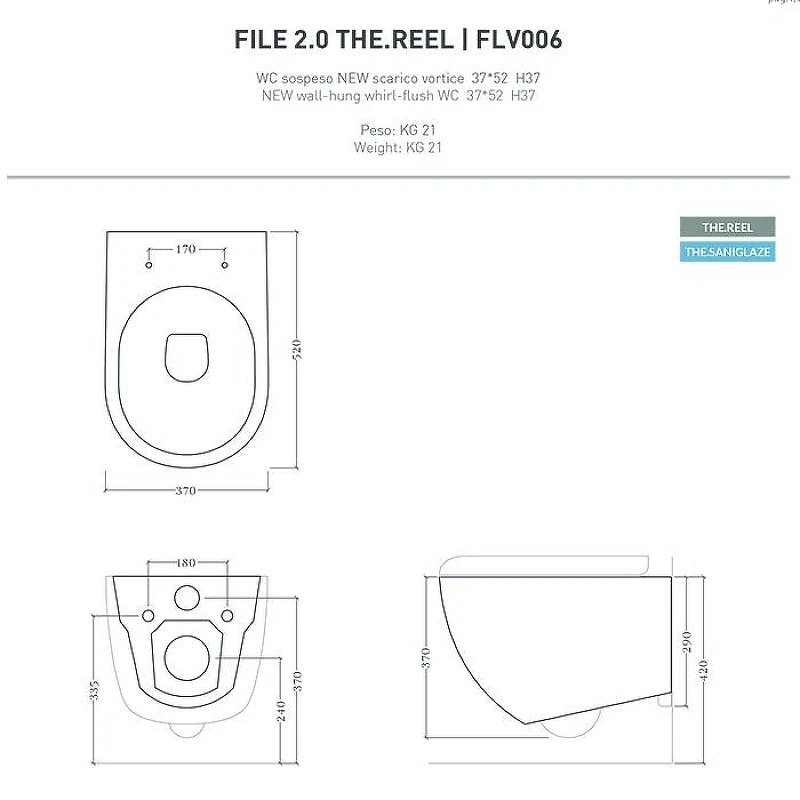Унитаз Artceram File 2.0 Reel FLV006 05 00 подвесной цвет Белый матовый без сиденья