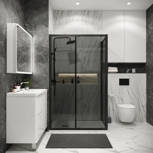 Душевой уголок Grossman Cosmo 120х90 120.K33.02.1290.21.10 профиль Черный матовый стекло тонированное