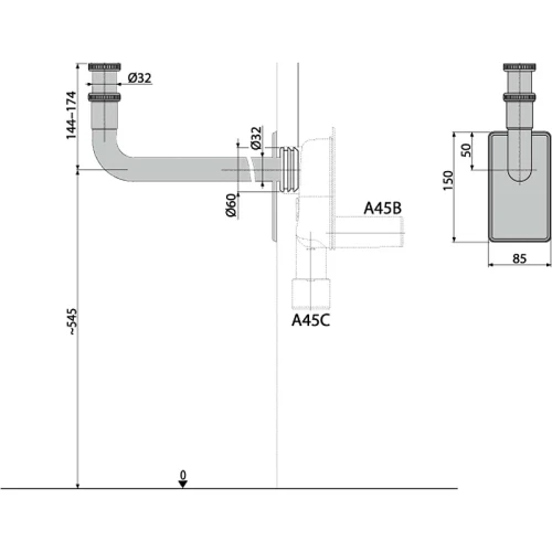 Крышка и патрубок сифона Alcaplast A438 Хром
