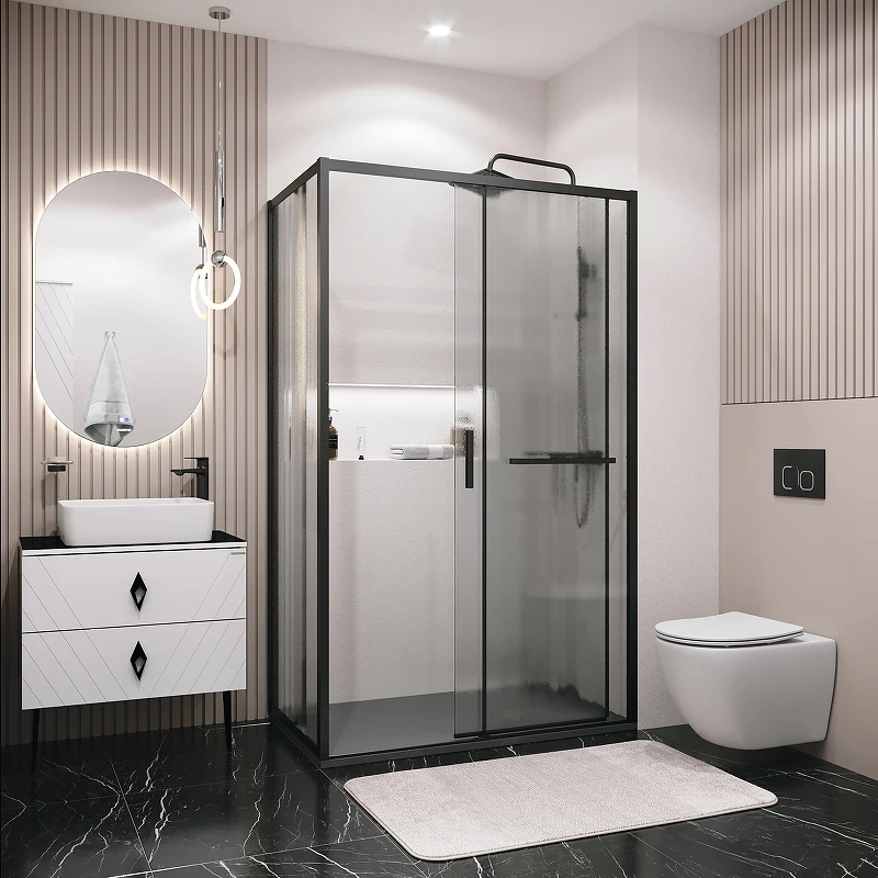 Душевой уголок Grossman Style 100х80 120.K33.05.1080.21.02 профиль Черный матовый стекло шиншилла