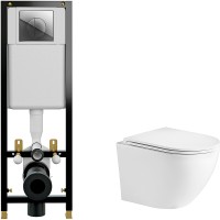 Комплект унитаза WeltWasser Merzbach 043 GL-WT 10000009939 с инсталляцией Cersanit Black 35 S-IN-BLACK-Cg-w с сиденьем Микролифт и клавишей смыва Хром фаянс подвесной