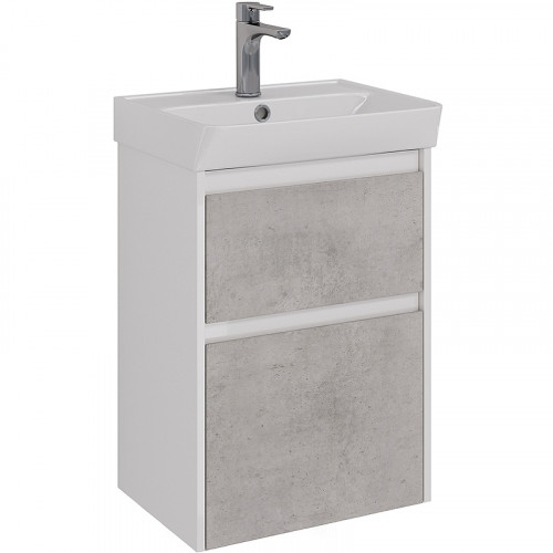 Тумба под раковину Lemark Combi 50 LM03C50T-Beton подвесная Бетон Белый глянец МДФ / ЛДСП